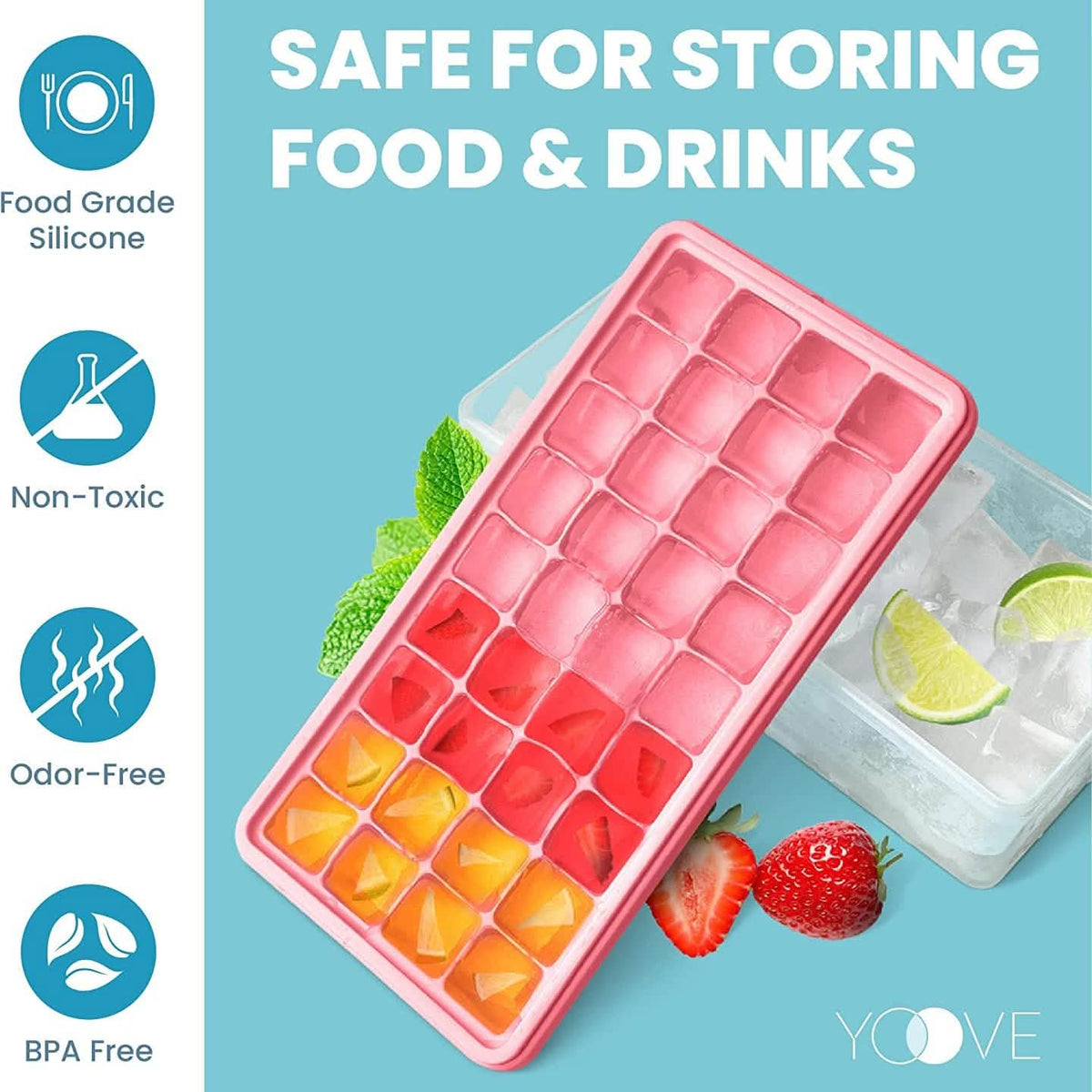Ice Cube Tray with Lid and Bin