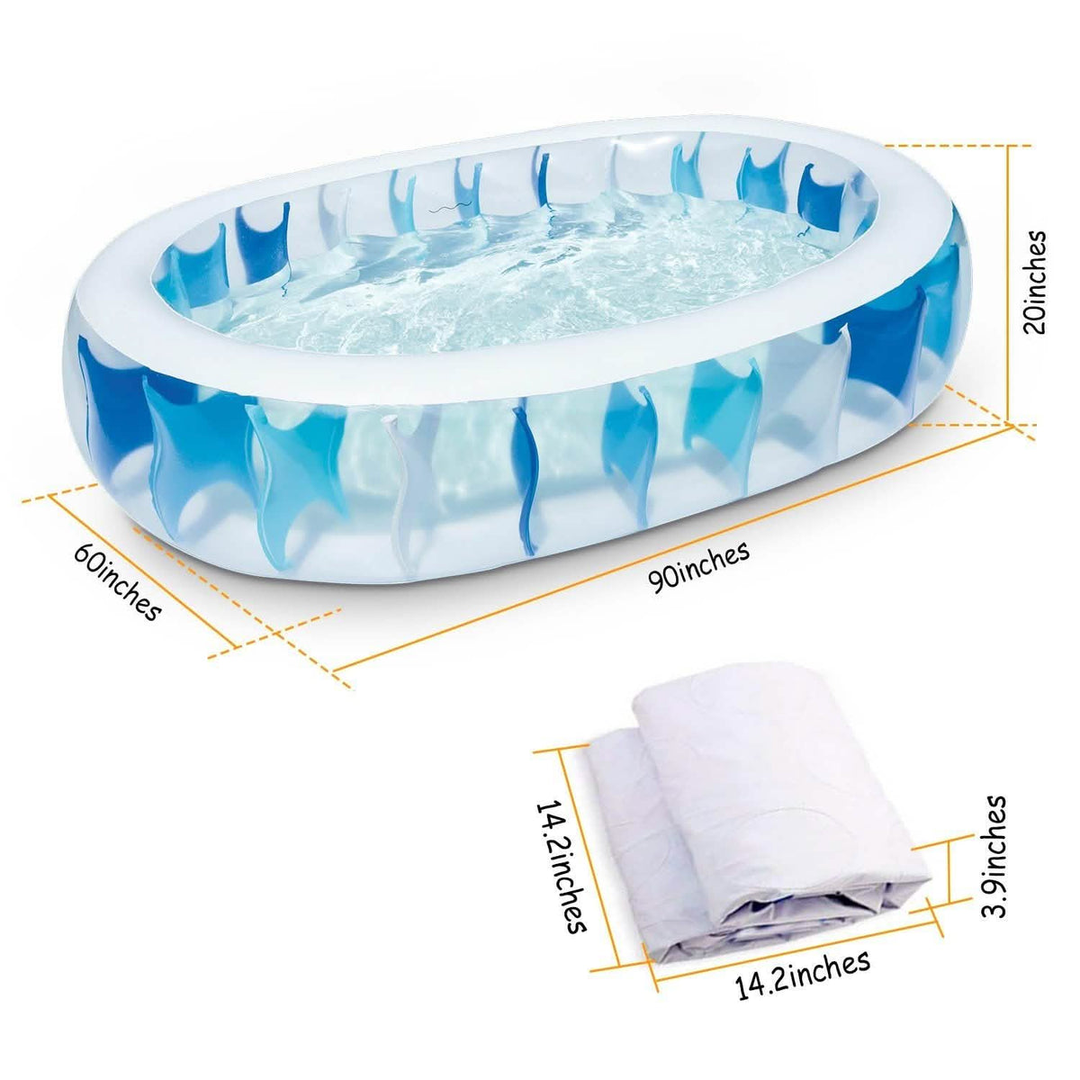 Inflatable Swimming Pool - 90x60x20"