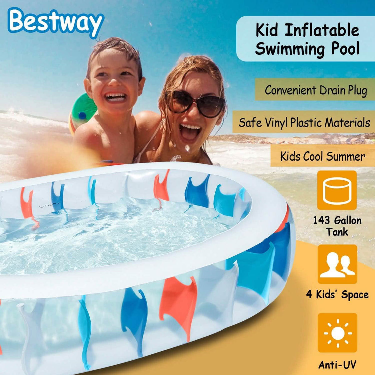 Inflatable Swimming Pool - 90x60x20"