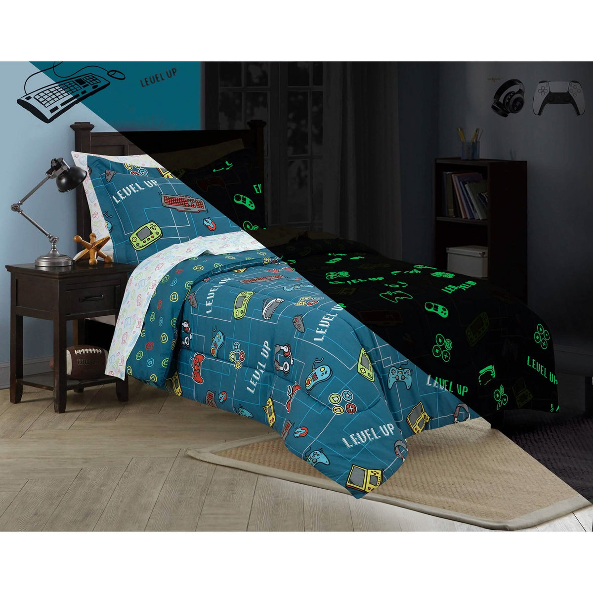Kidz Mix Level Up Glow In The-Dark Bed In A Bag