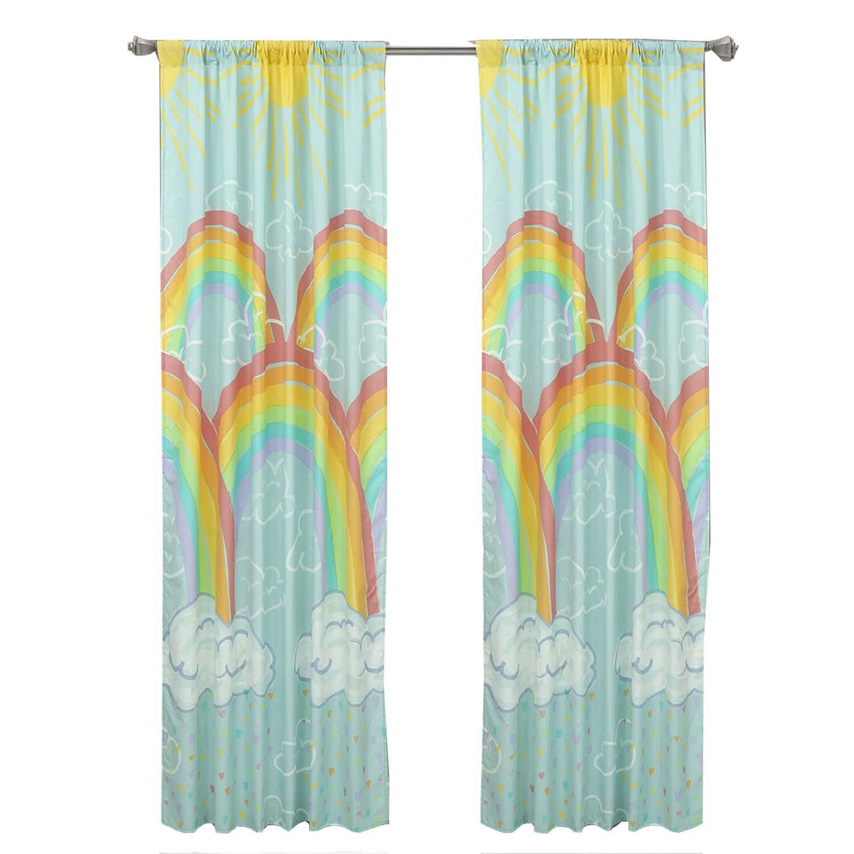 Kidz Mix Rainbow Clouds Window Panel Pair
