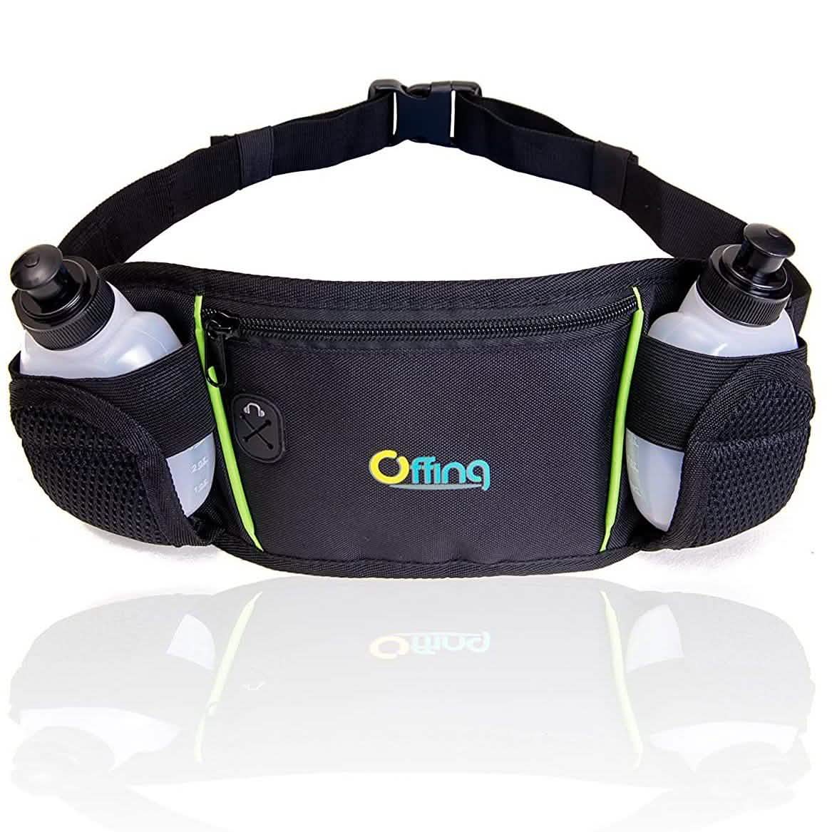 Men or Women's Hydration Running Belt Pouch With Water Bottles And Zippered Compartment
