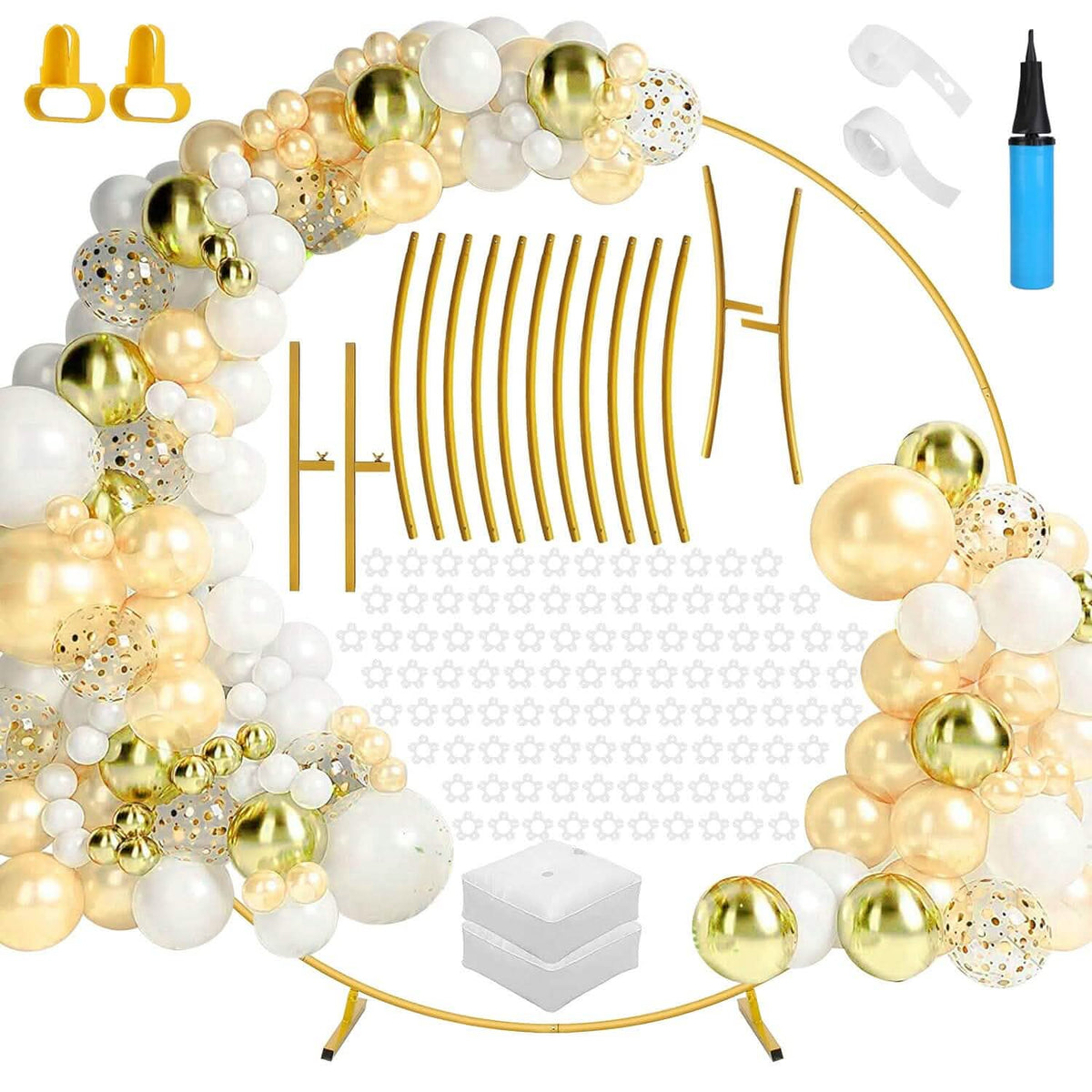 Metal Round Arch Reusable Backdrop Stand with Balloon Tools