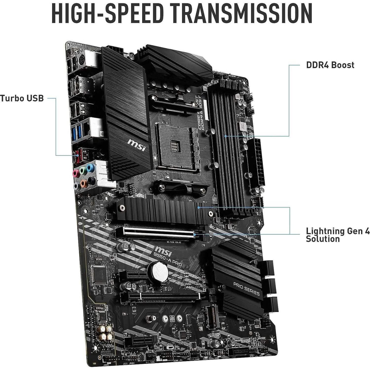 MSI B550-A PRO ProSeries Motherboard (AMD AM4, DDR4, PCIe 4.0, SATA 6Gb/s, M.2, USB 3.2 Gen 2, HDMI/DP, ATX) (Refurbished)