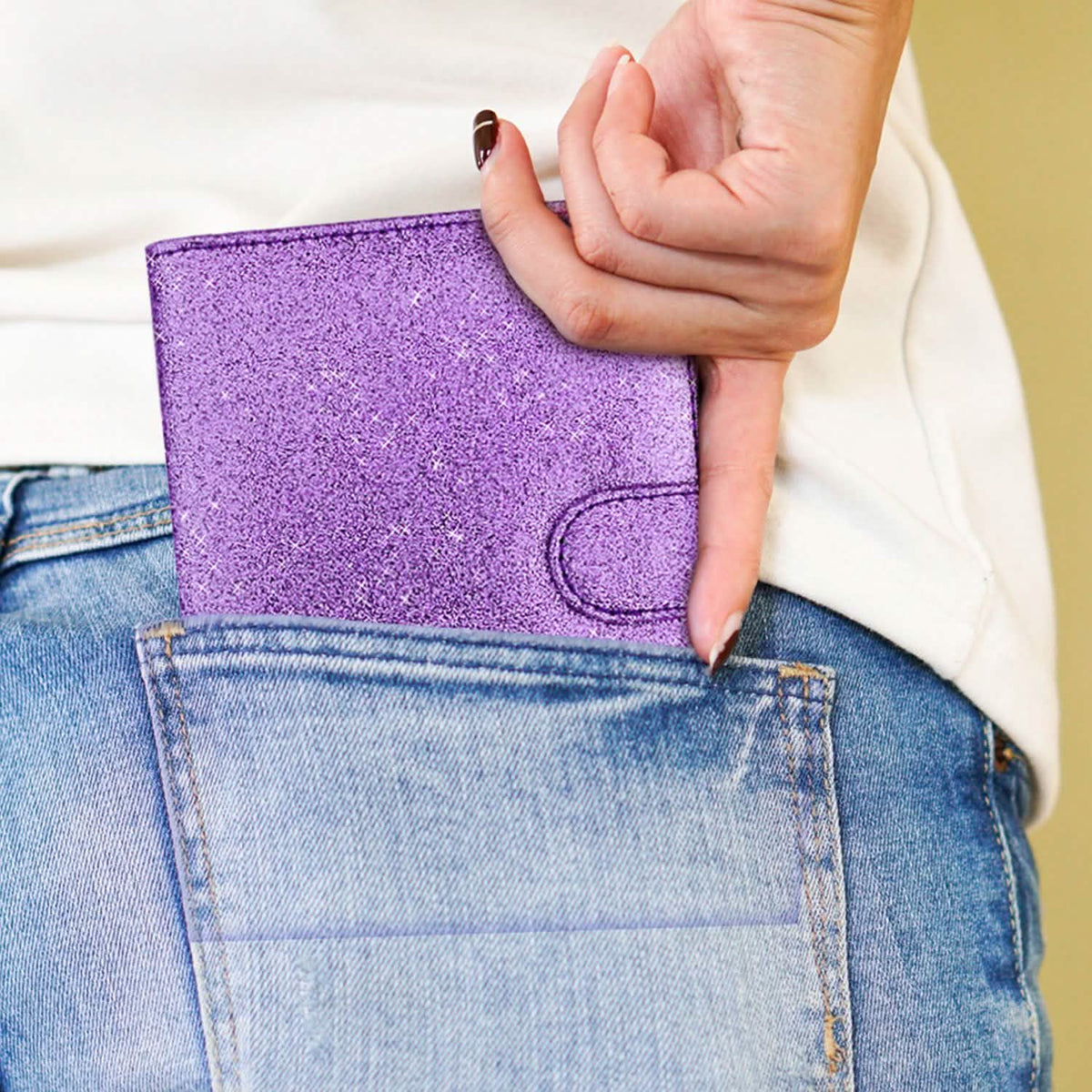 Multi Function Glitter Bling RFID Passport Organizer With CDC Vaccination Card Holder