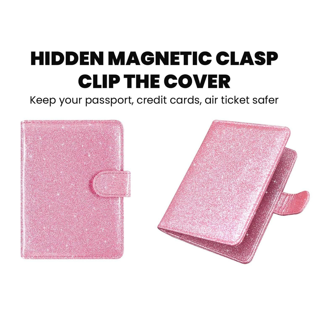 Multi Function Glitter Bling RFID Passport Organizer With CDC Vaccination Card Holder