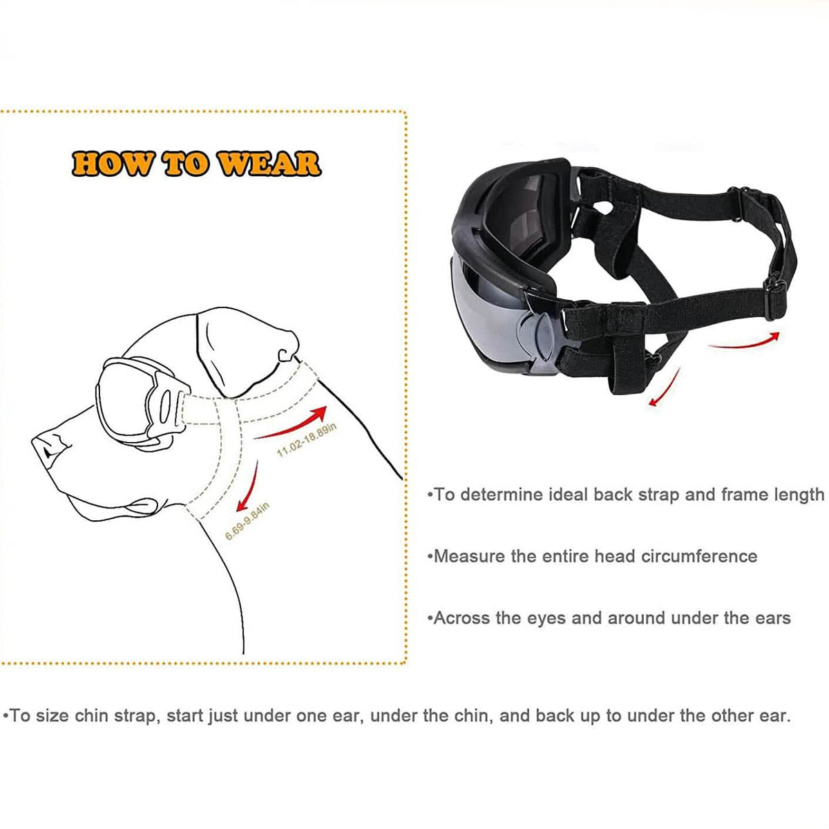 NVTED Dog Sunglasses with Adjustable Strap for Medium or Large Dog