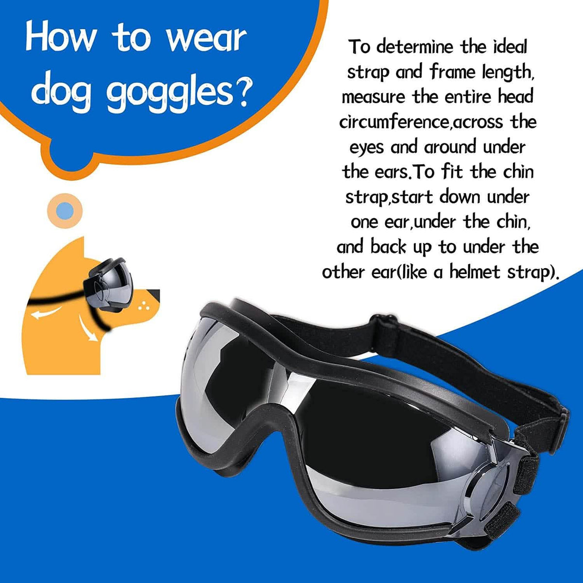 NVTED Dog Sunglasses with Adjustable Strap for Medium or Large Dog