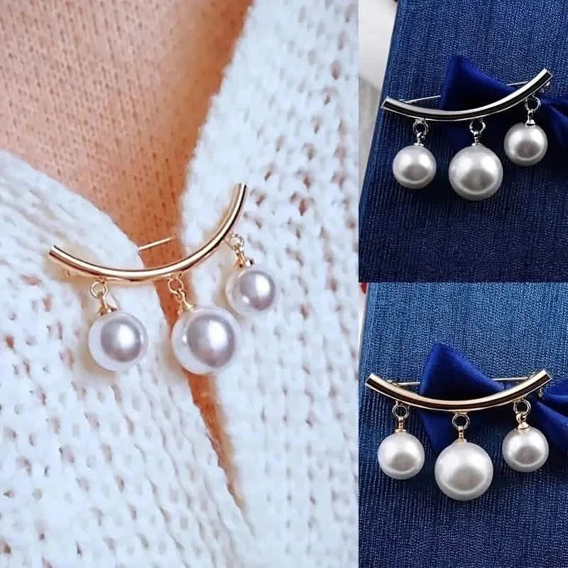 Pearl Fixed Collar Clip Charm Safety Pin