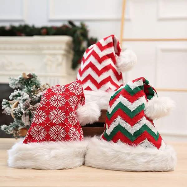 Plush Knitted Christmas Hat
