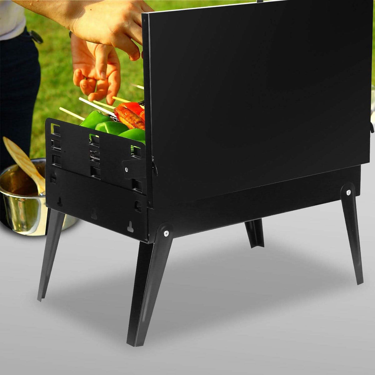 Portable Charcoal Grill Foldable BBQ Suitcase