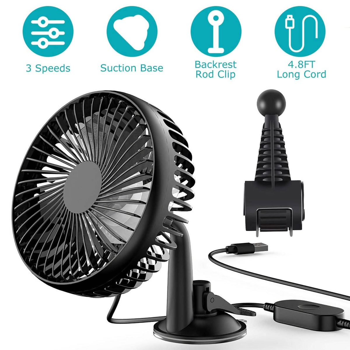 Portable Rotatable Car Cooling Fan