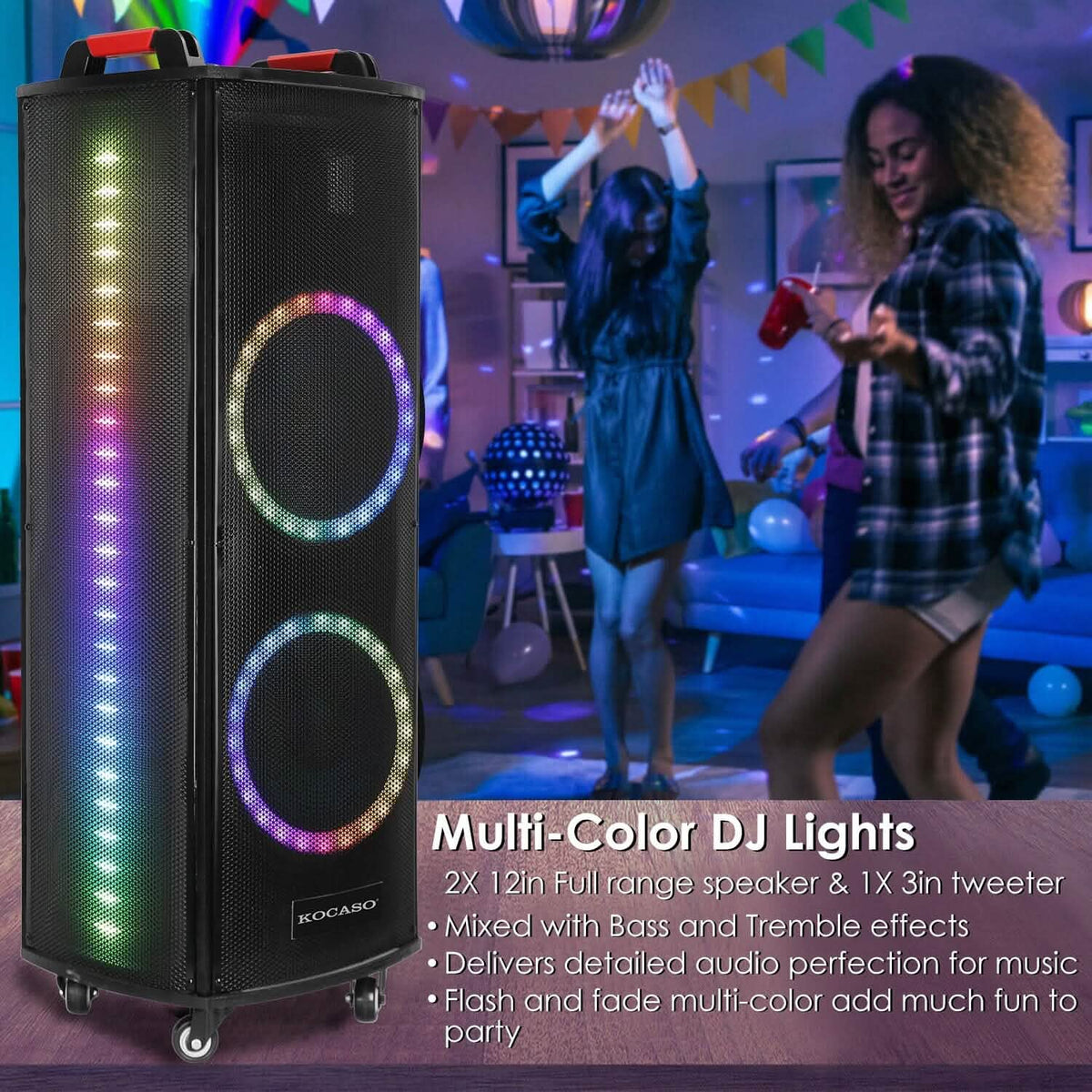 Portable Wireless Party Speaker Colorful Lights DJ PA System