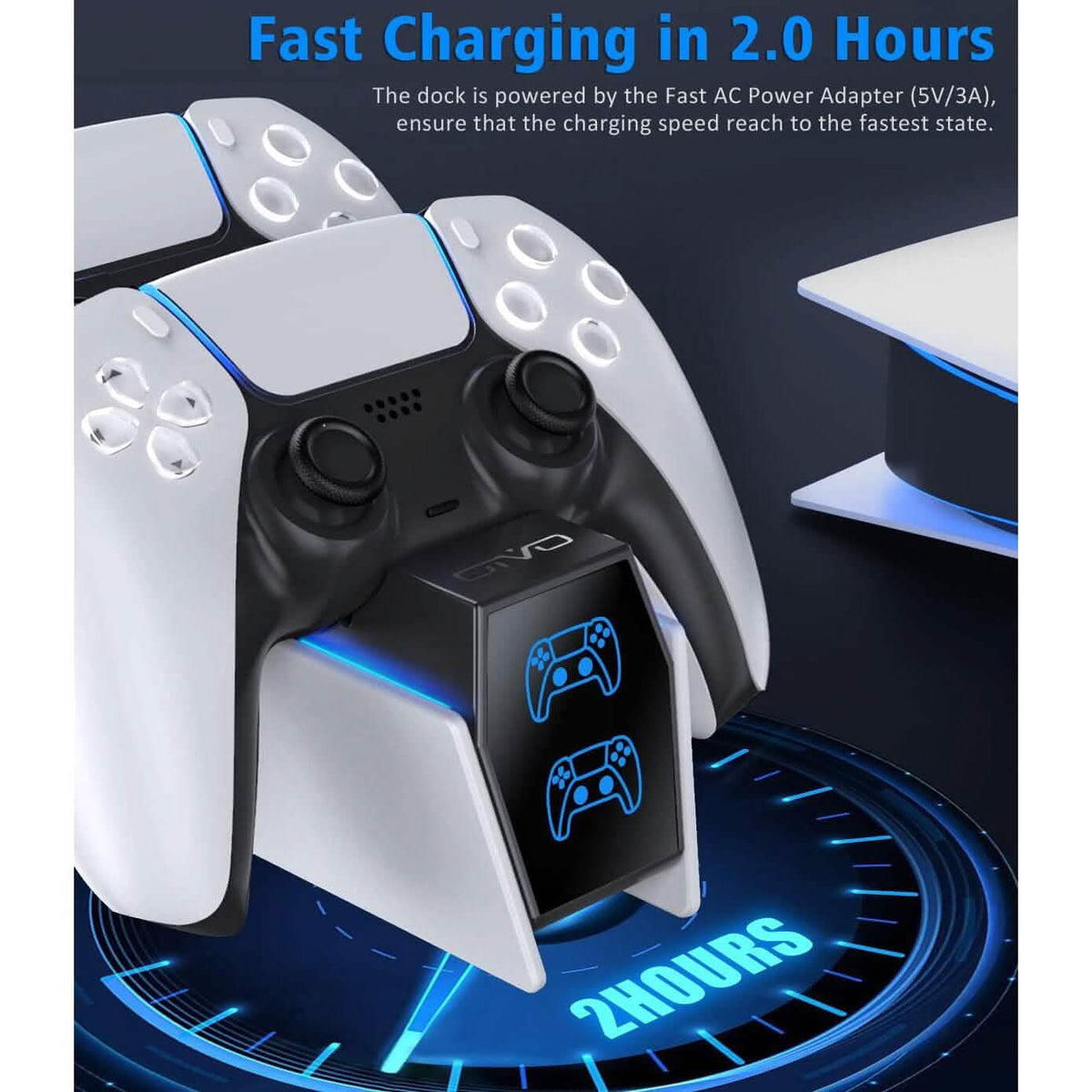 PS5 Controller Charger Station with Fast Charging AC Adapter 5V/3A  (Refurbished)