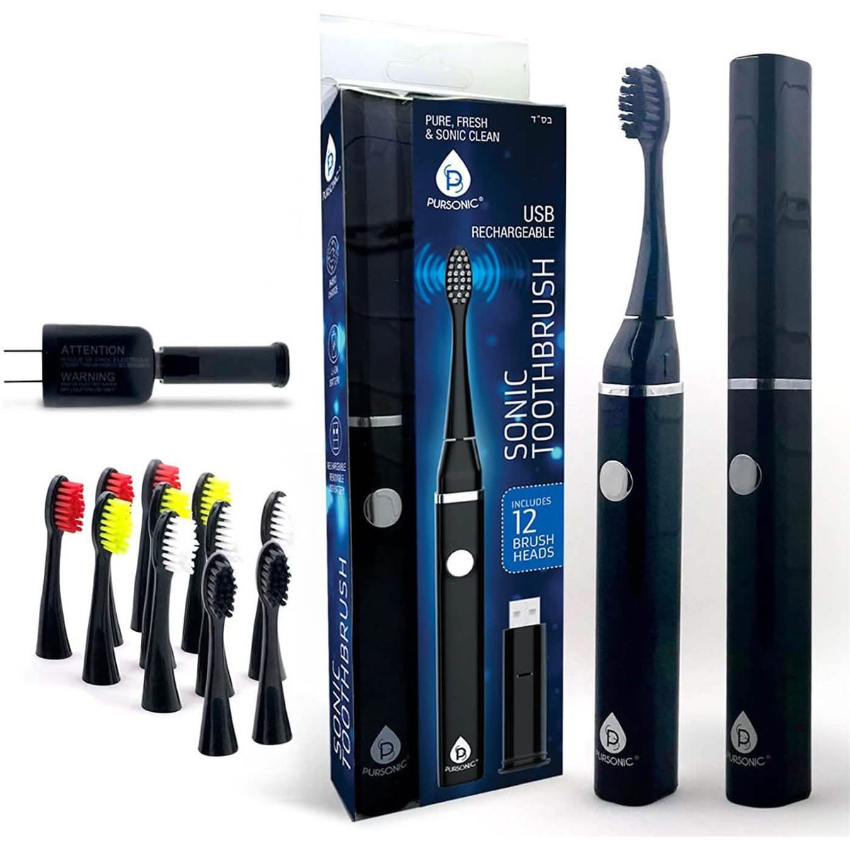 Pursonic Professional Removable USB Rechargeable Sonic Toothbrush Set