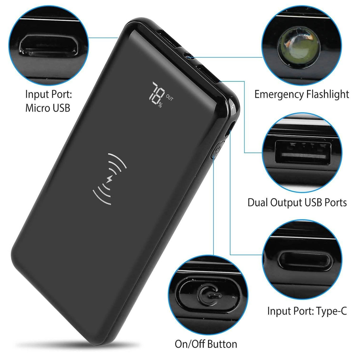 Qi Wireless Charging Station 10000mAh Power Bank