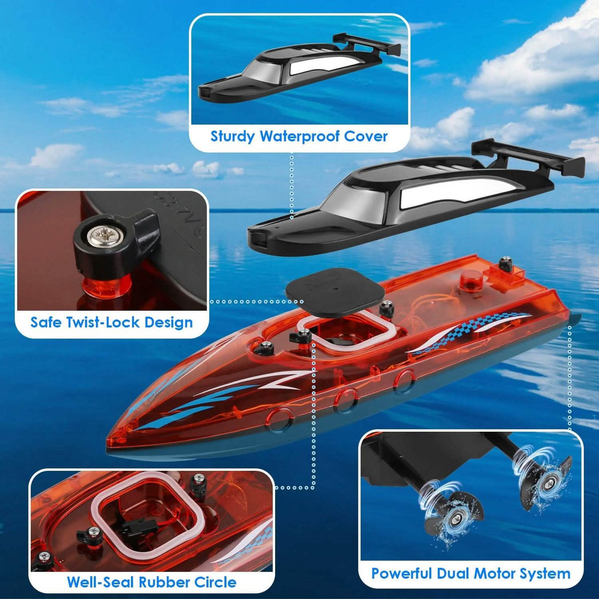 RC Boat with Colorful LED Light 10KM/H