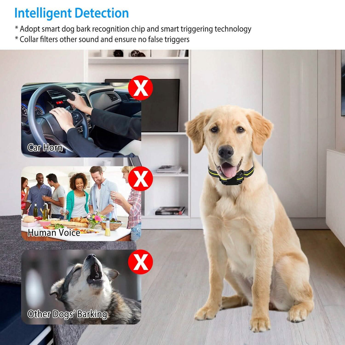 Rechargeable Waterproof Beep Vibration Static Stimulation Bark Stopper