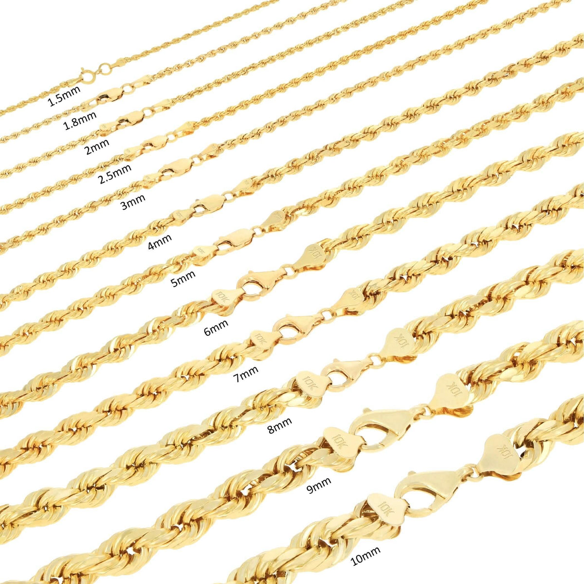 Rope Chain in Yellow Gold - 10mm