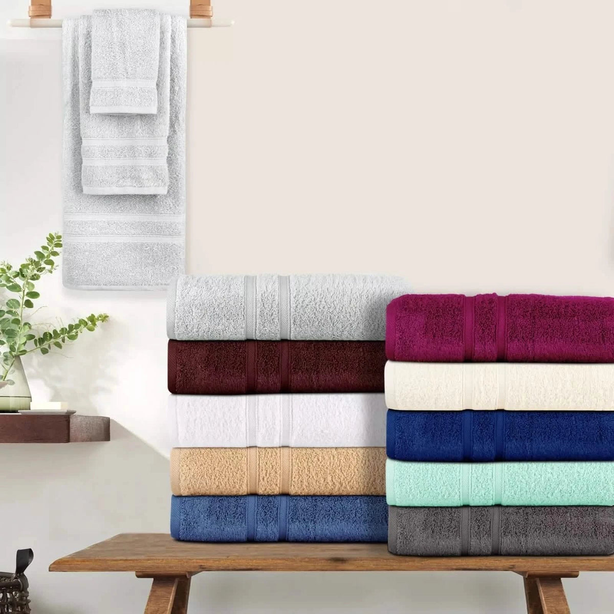 12-Piece Set: Bibb Home Zero Twist Egyptian Cotton Towel Set