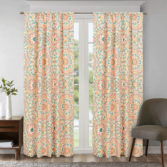 2-Piece Set: Sloane Street Cozumel Medallion Window Curtain Panel Pair