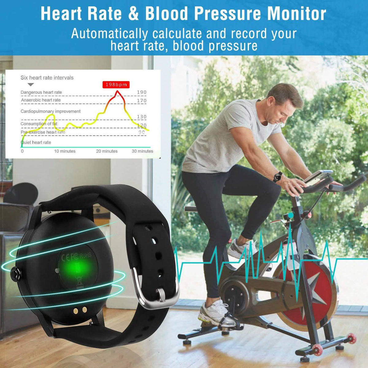 Smartwatch Fitness Tracker 1.08" Touch Screen