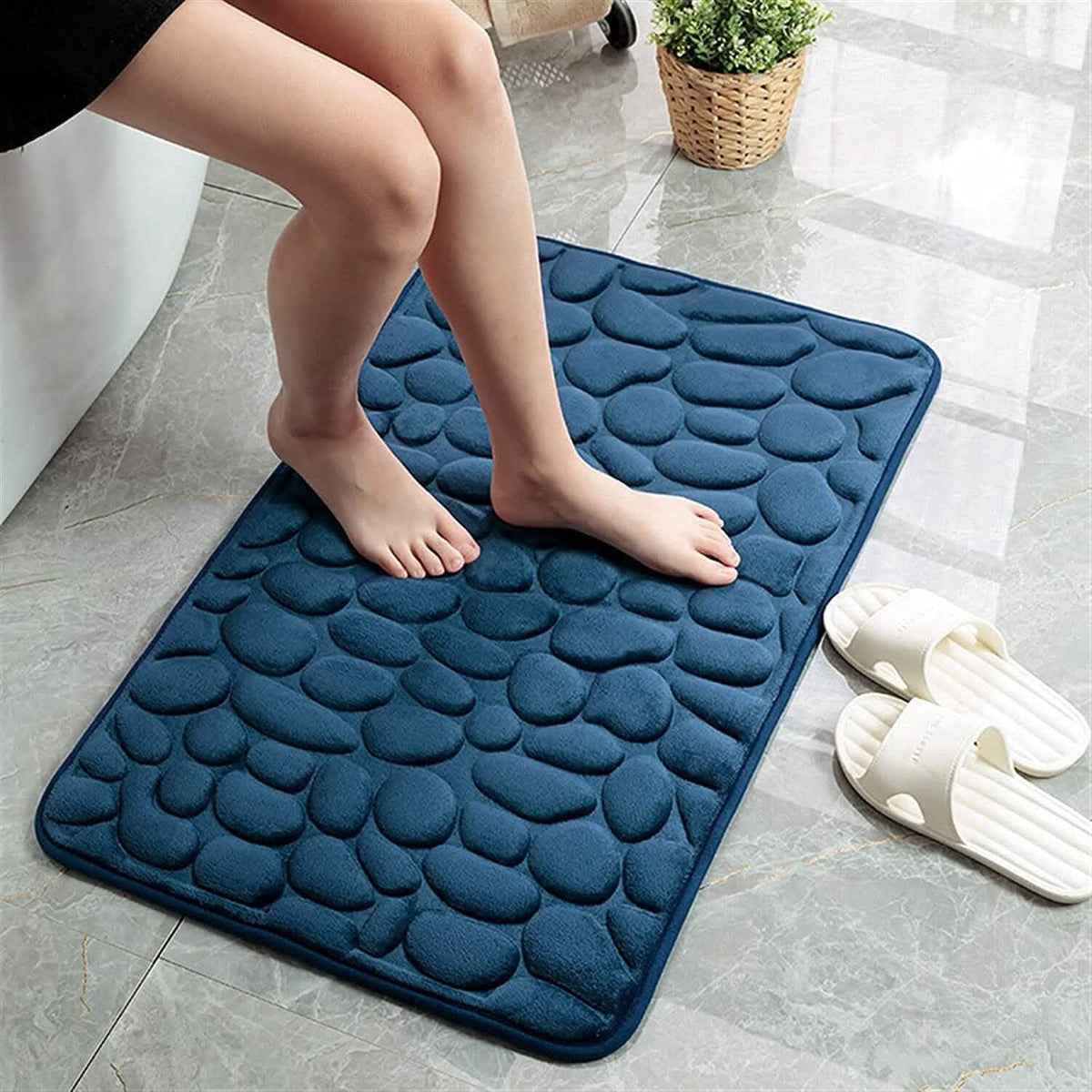 Soft Memory Foam Non Slip Cobblestone Embossing Bath Mat
