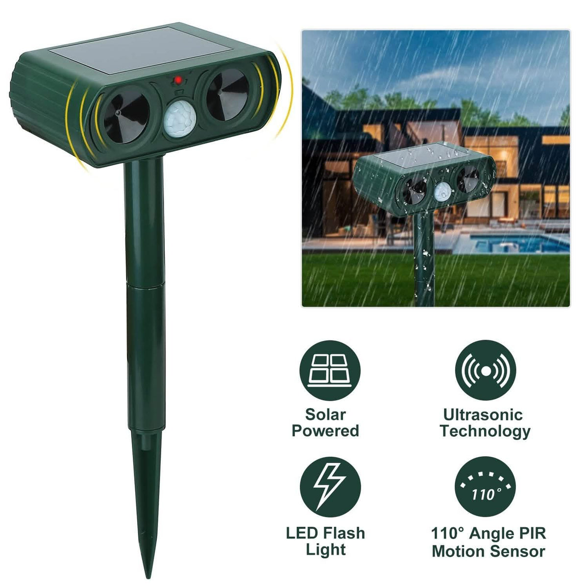 Solar Powered Ultrasonic Animal Repeller