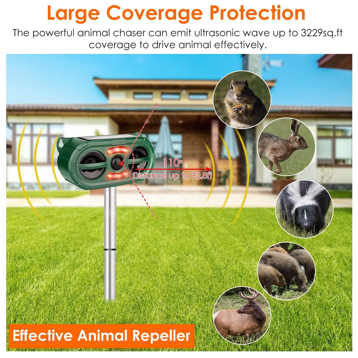 Solar Ultrasonic Animal Repeller Motion Sensor