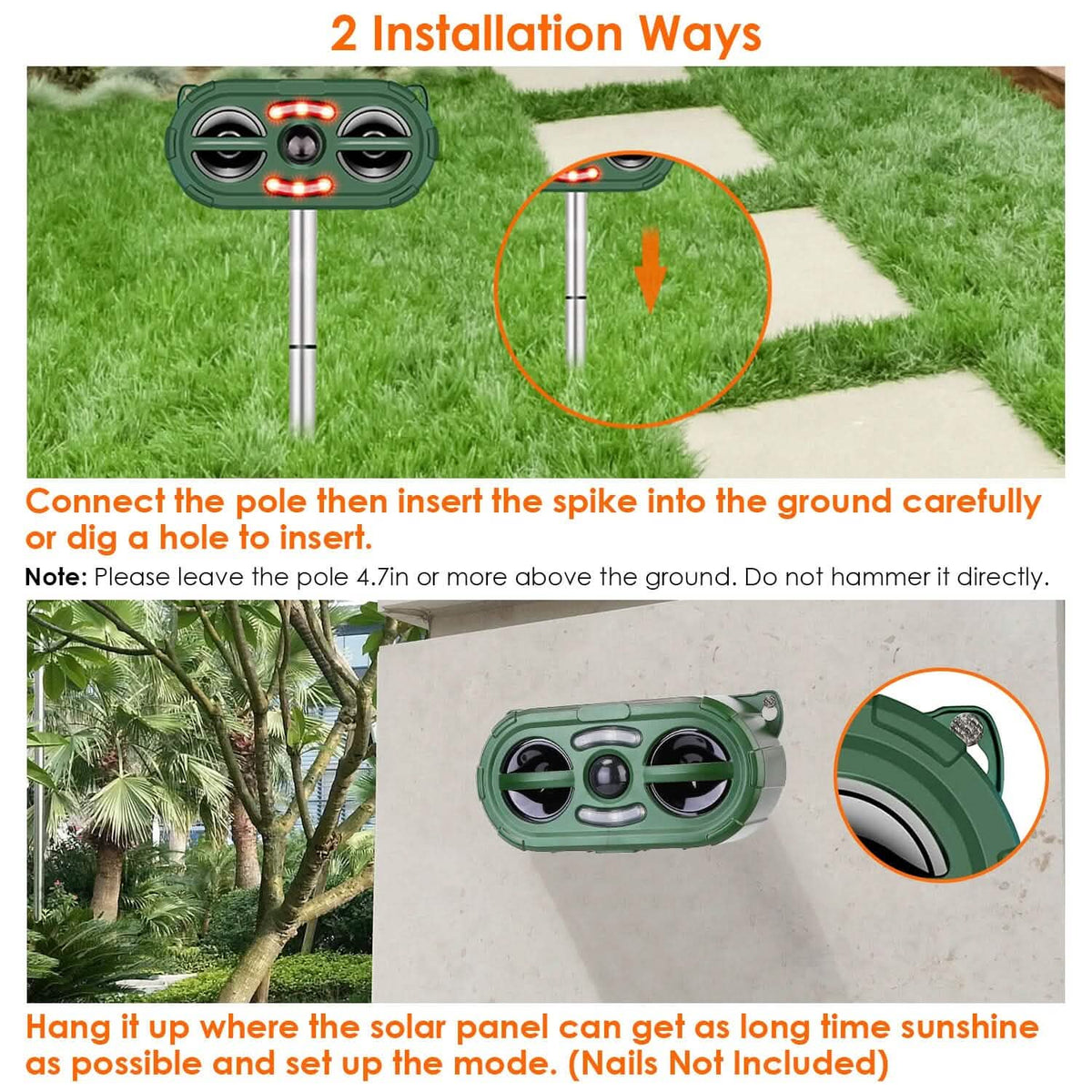 Solar Ultrasonic Animal Repeller Motion Sensor