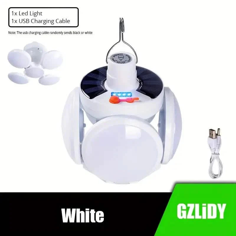 Solar USB Rechargeable LED Bulb Lights With Power Display