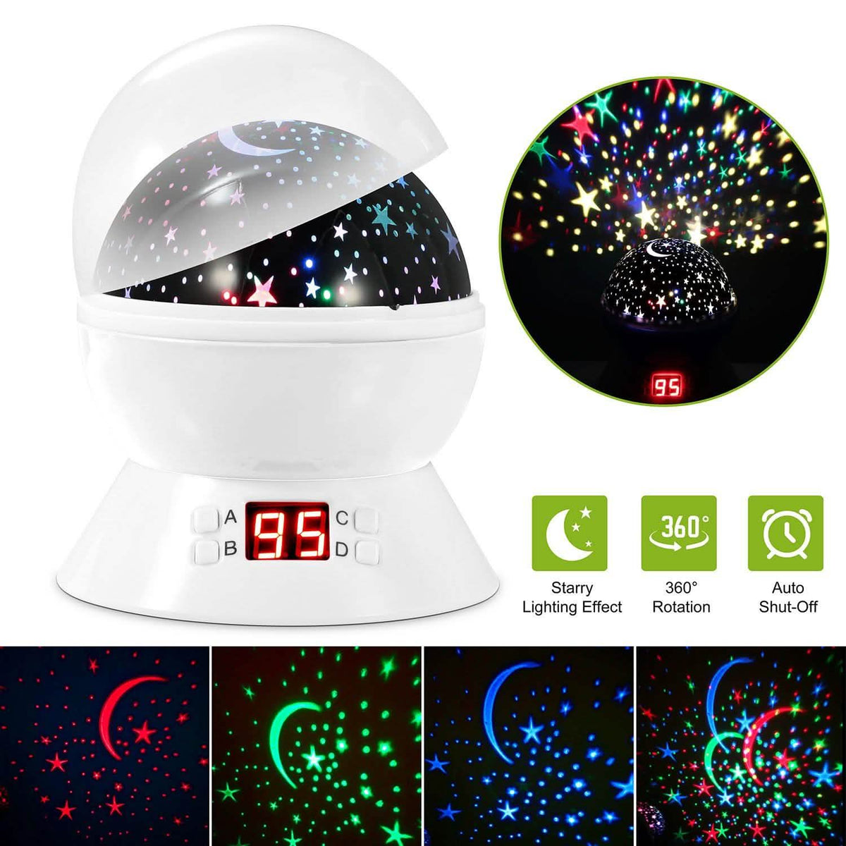 Star Moon LED Projector Lamp Kids Night Light