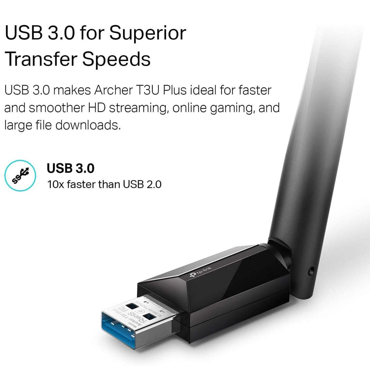 TP-Link USB WiFi Adapter for Desktop PC with 2.4GHz/5GHz High Gain Antenna (Refurbished)