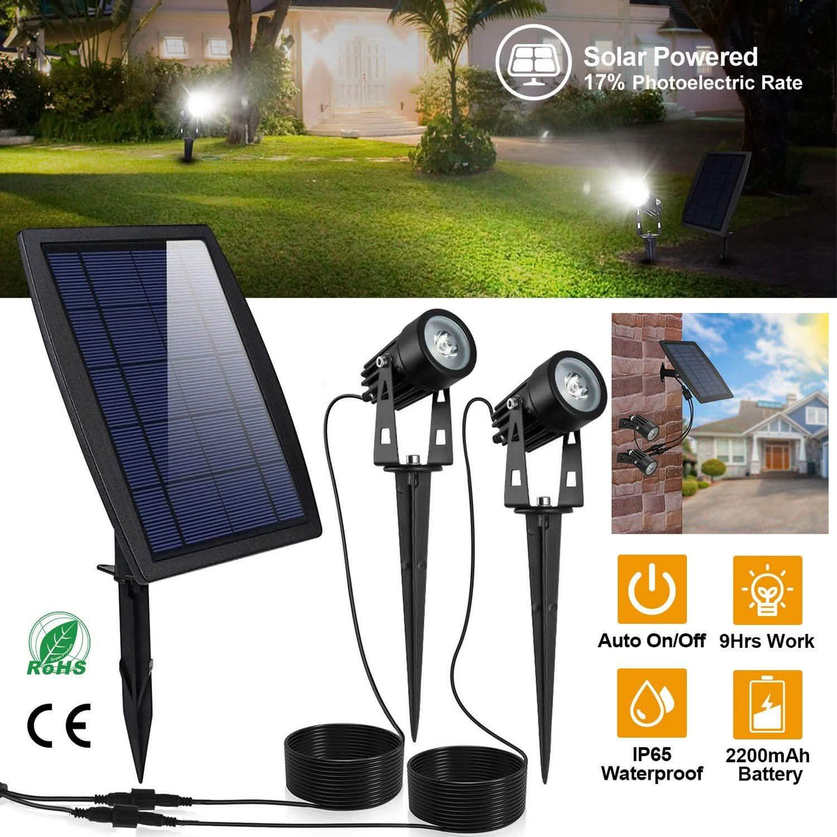 Twin Solar Spotlight Outdoor Light