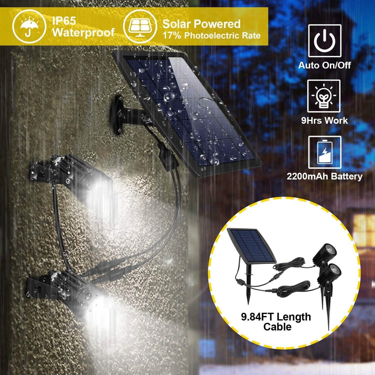 Twin Solar Spotlight Outdoor Light