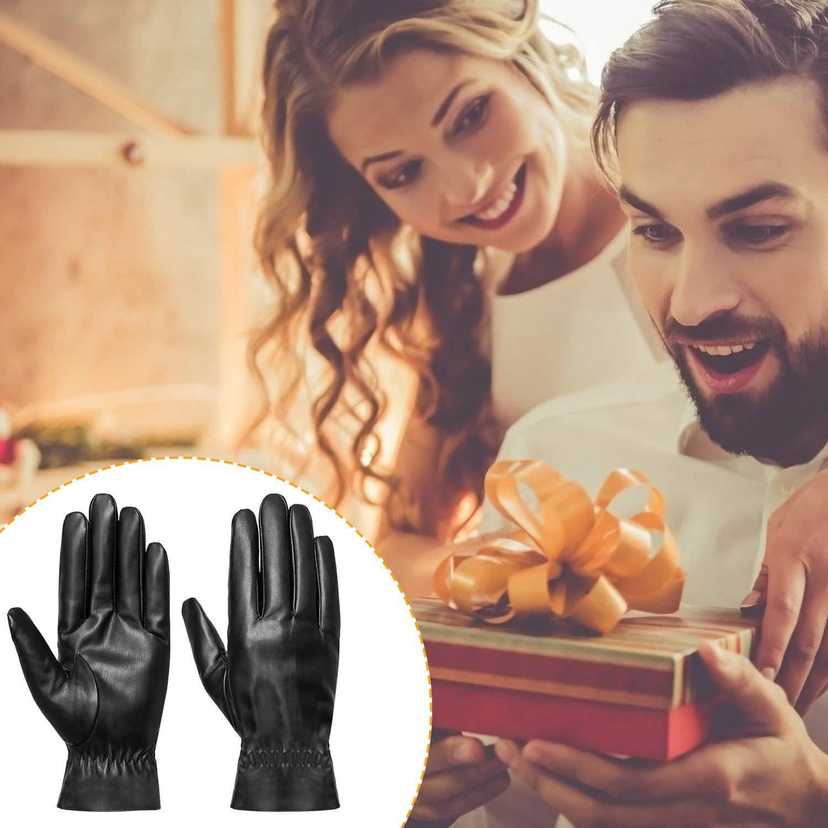 Unisex Leather Winter Warm Gloves