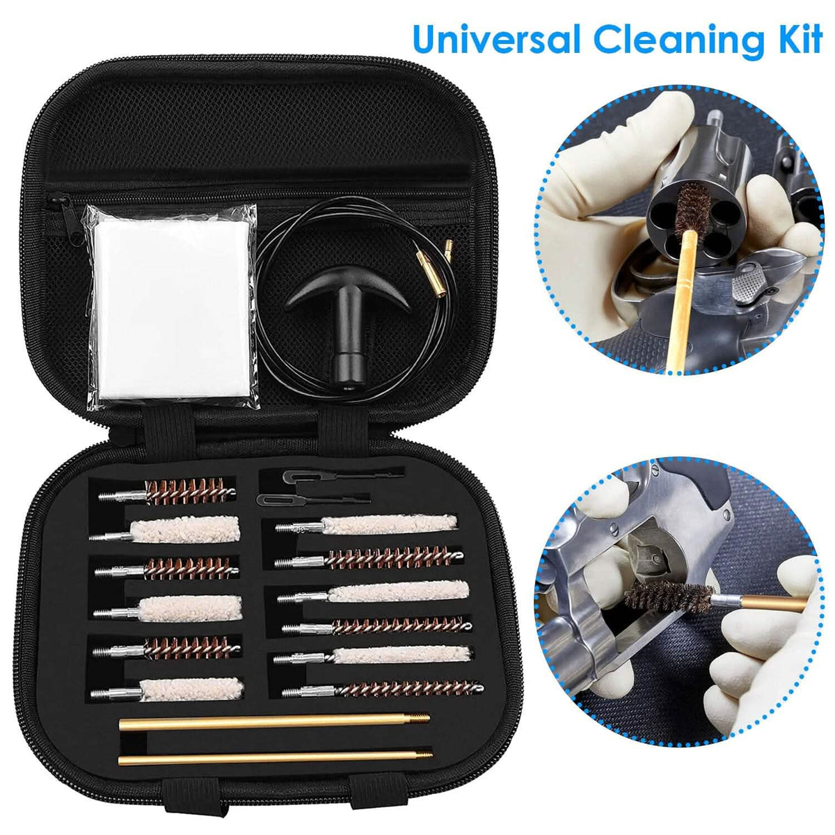 Universal Gun Cleaning Kit with 39.3" Flex Cable Brass Rod