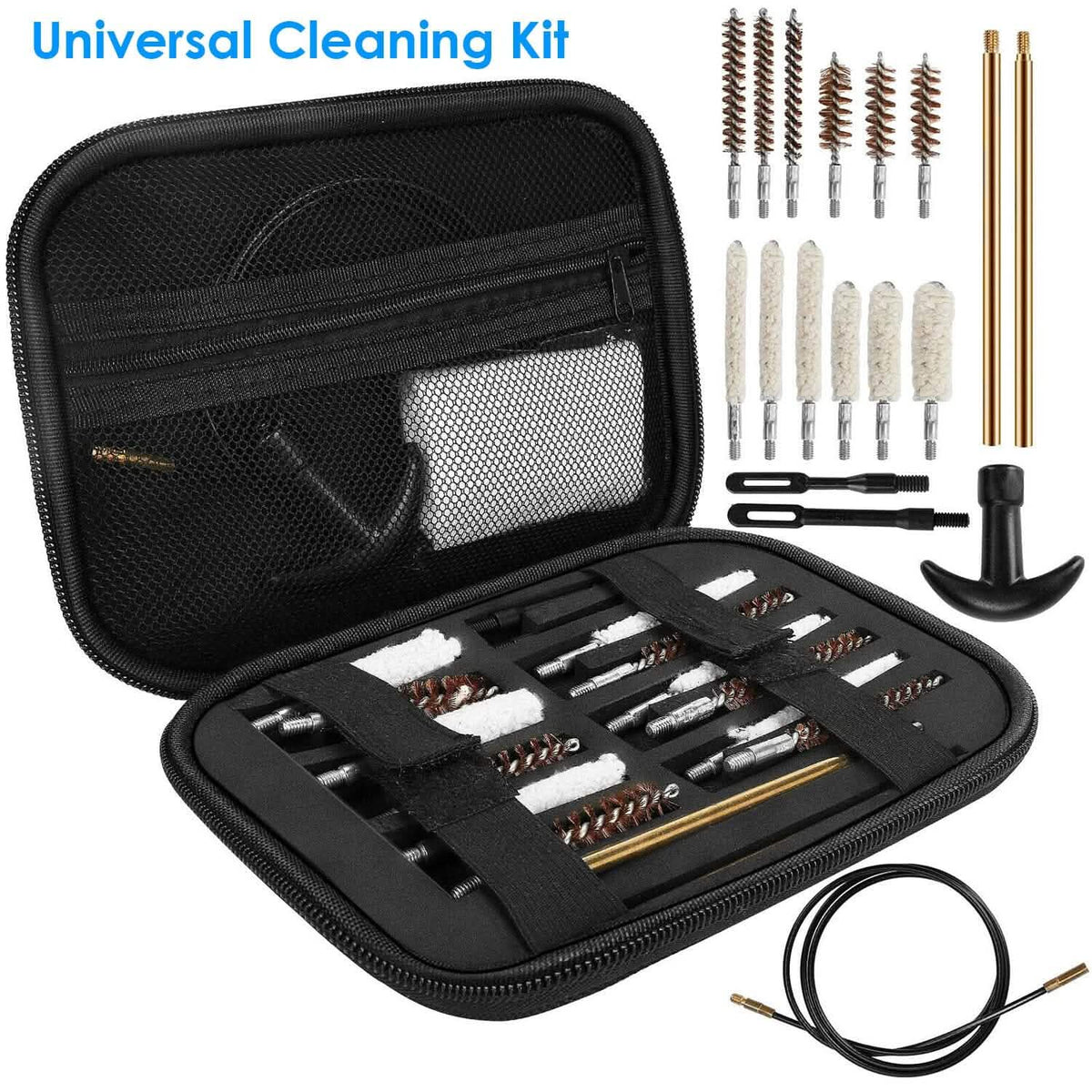 Universal Gun Cleaning Kit with 39.3" Flex Cable Brass Rod