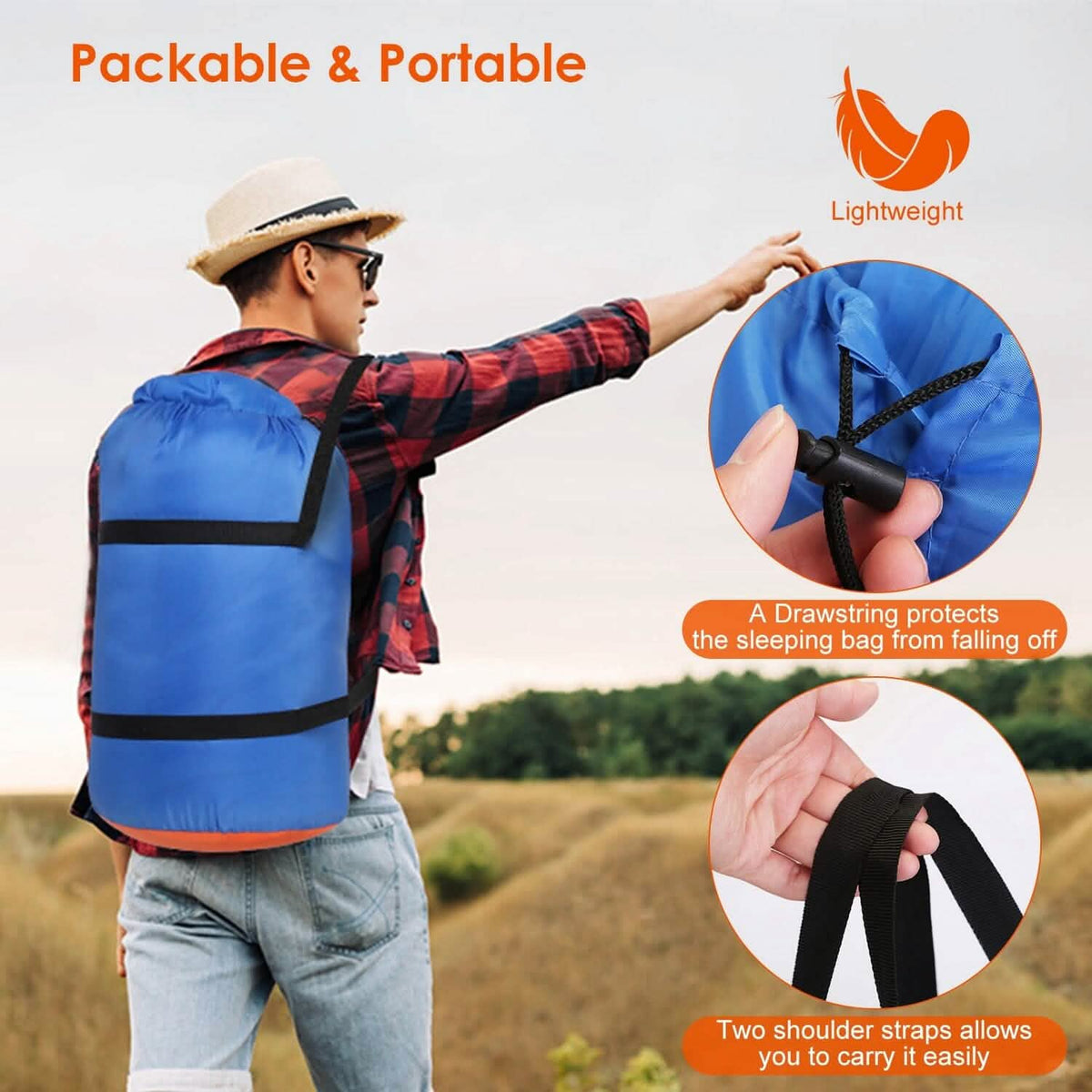 Water Resistant Camping Cotton Liner Sleeping Bag with Sack