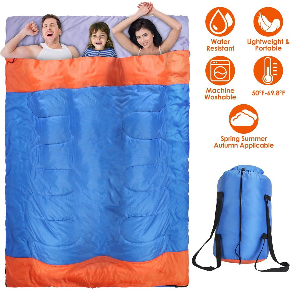 Water Resistant Camping Cotton Liner Sleeping Bag with Sack