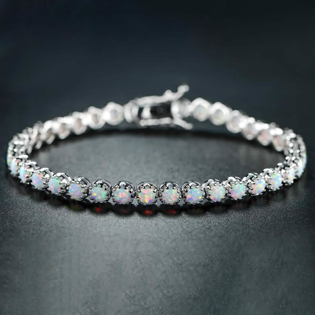 White Fire Opal Tennis Bracelet