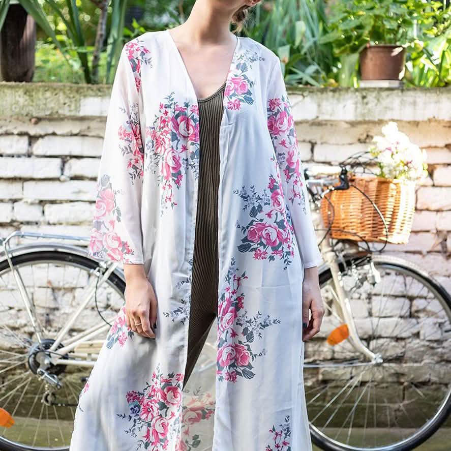 White Floral Kimono