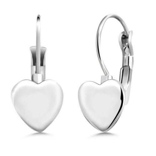 White Gold Bubble Heart Earrings