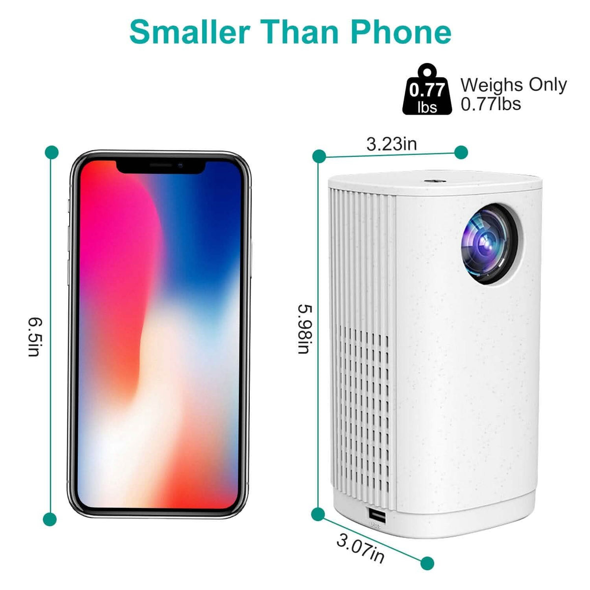 WiFi 1080P Projector Phone Projector Home Movie Projector Compatible with IOS Android iPads U Disk