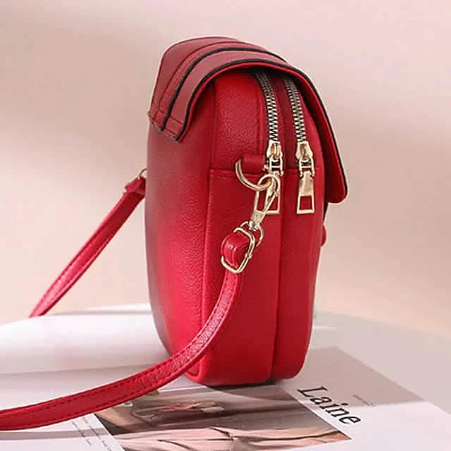 Women's Crossbody Leather Solid Color Plain Bag Wallet