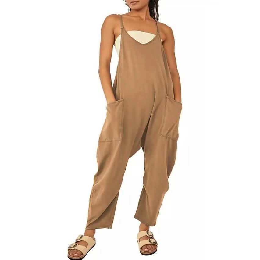 Women's Jumpsuit Maternity Solid Color V Neck Regular Fit Sleeveless