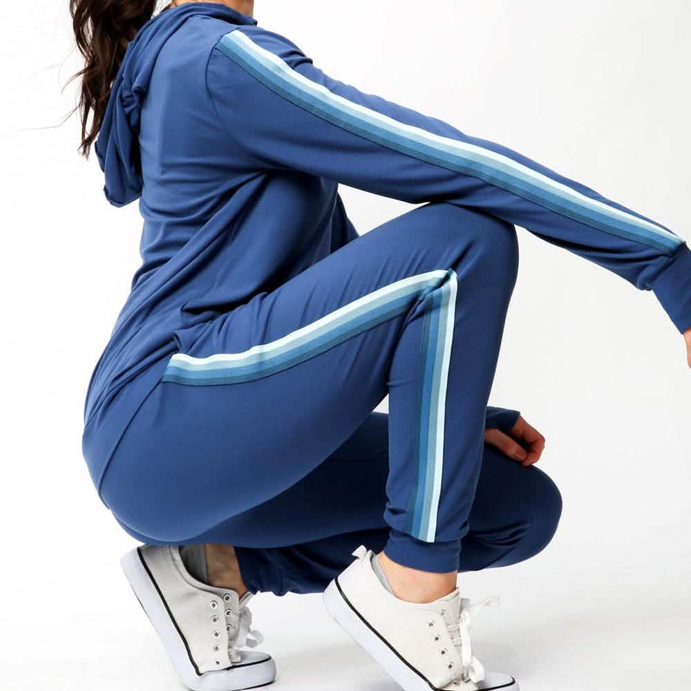Women's Lightweight Elastic Sweat Pants Varsity Joggers with Drawstring Tie