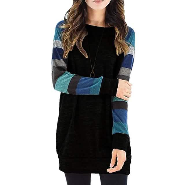 Women's Ribbed Knit Long Sleeve Lightweight Tunic Top