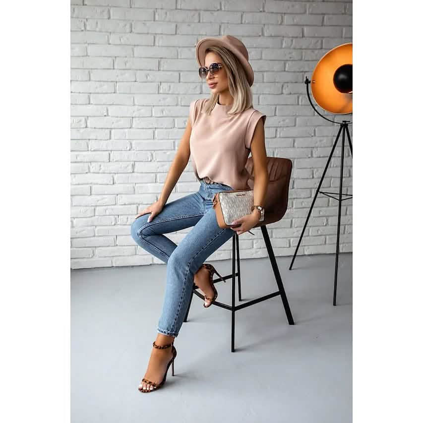 Women's Solid Color Patchwork Stand Collar Top