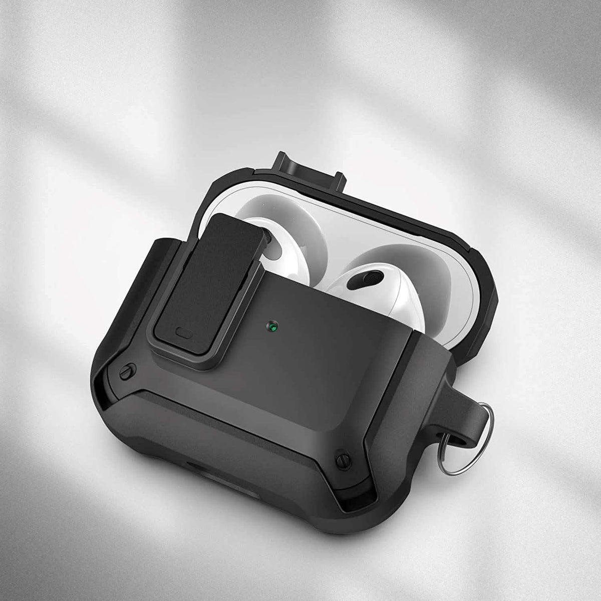 X-Armor for Airpods 3rd Generation Case with Locking Lid | Protective Carrying Pod with Carabiner Keychain (Airpods Gen 3)